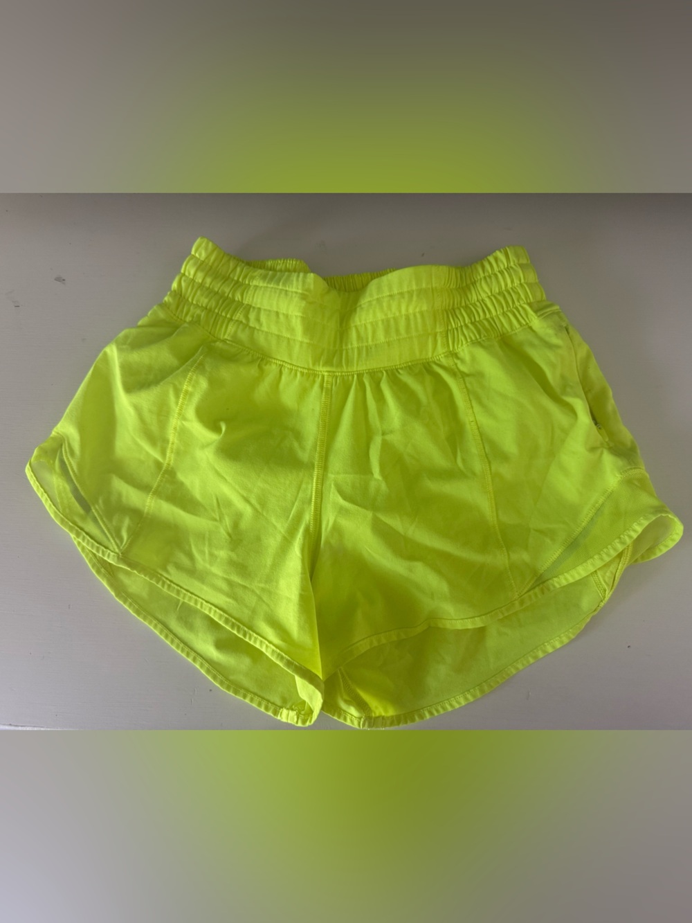 Lululemon neon yellow hotty hot shorts